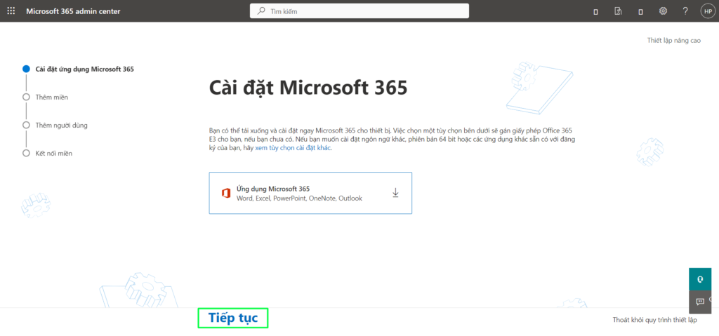 cài đặt M365 admin center miễn phí