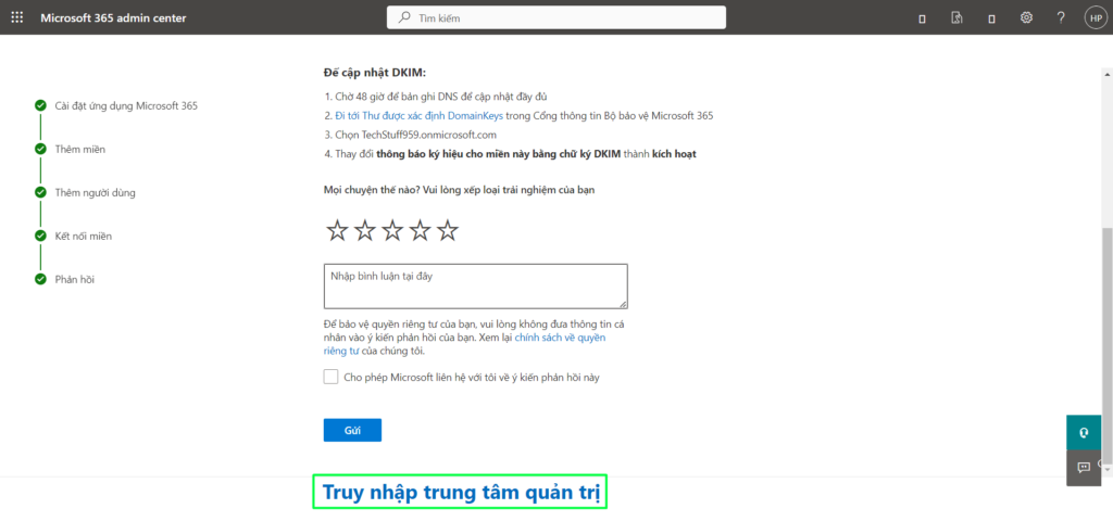 cài đặt M365 admin center miễn phí
