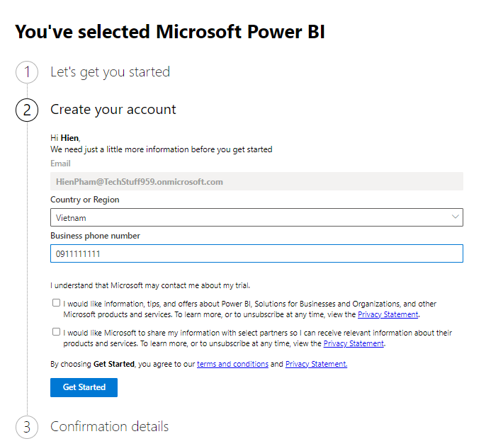 đăng ký power bi miễn phí