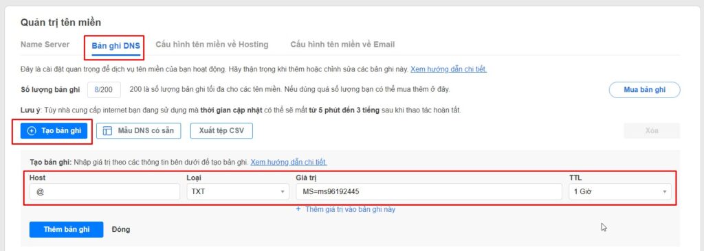 Dns record