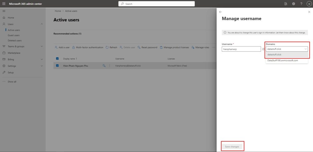 Select personal domain