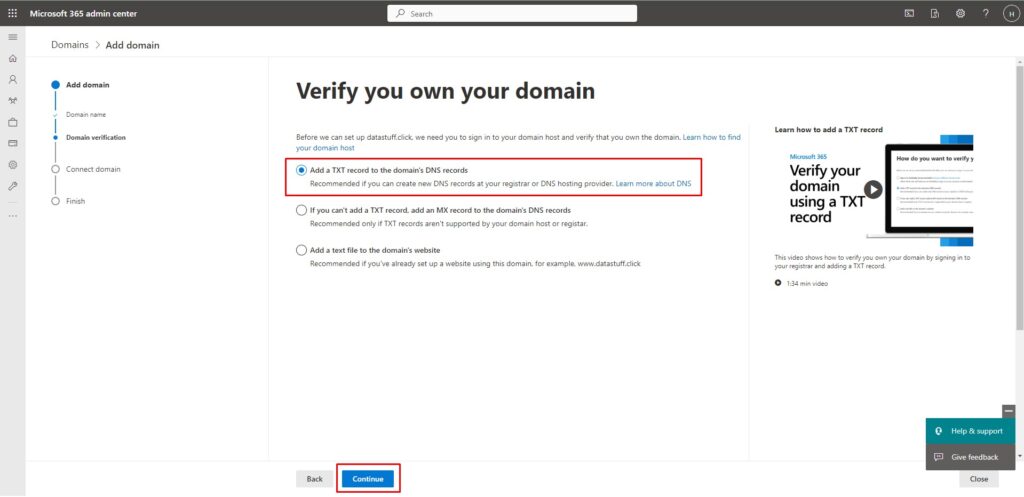 verify you own your domain